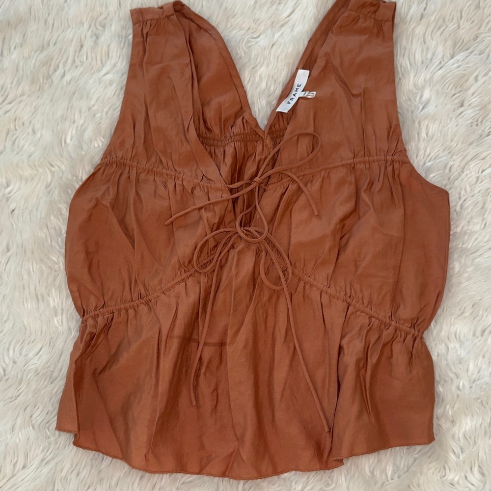 Frame Denim Rust Sleeveless Blouse - Picture 10 of 13